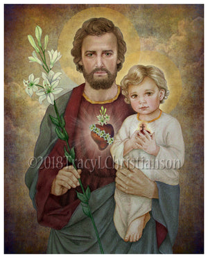 St. Joseph Chaste Heart and Baby Jesus Print