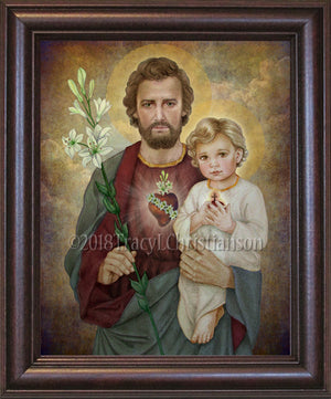 St. Joseph Chaste Heart and Baby Jesus Framed