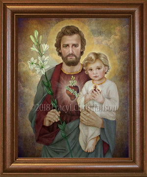 St. Joseph Chaste Heart and Baby Jesus Framed