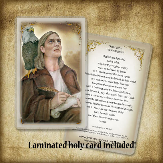 St. John the Evangelist (B) Plaque & Holy Card Gift Set - Portraits of ...