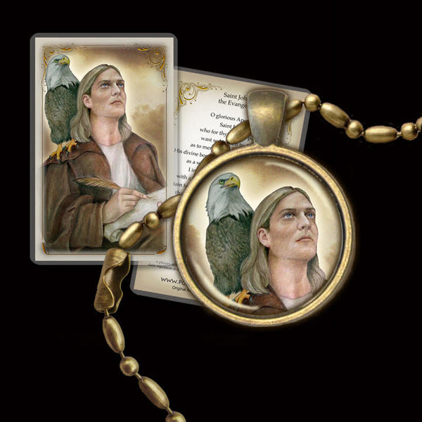 St. John the Evangelist (B) Pendant & Holy Card Gift Set - Portraits of ...