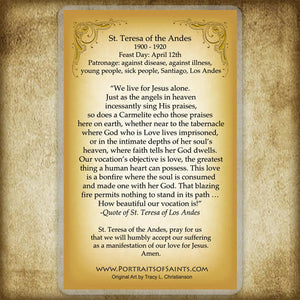 St. Teresa of the Andes Holy Card
