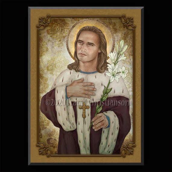 St. Casimir of Poland Plaque & Holy Card Gift Set Portraits of Saints