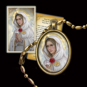 Rosa Mystica (Mystical Rose) Pendant & Holy Card Gift Set