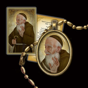 St. Leopold Mandic Pendant & Holy Card Gift Set