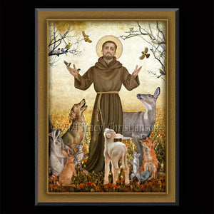 St. Francis of Assisi and Animals Plaque & Holy Card Gift Set