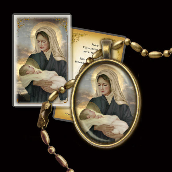 Madonna & Child (P) Pendant & Holy Card Gift Set - Portraits of Saints