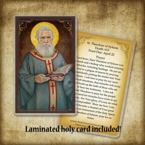 St. Theodore of Sykeon Plaque & Holy Card Gift Set