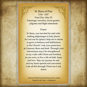 St. Bona of Pisa Holy Card