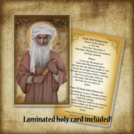St. John Damascene Plaque & Holy Card Gift Set - Portraits of Saints