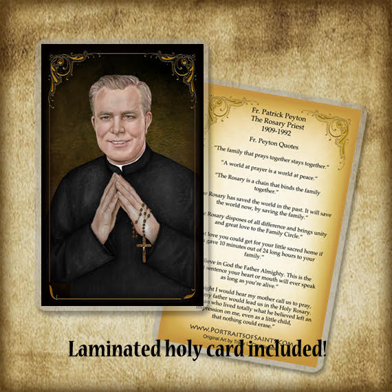 Fr. Patrick Peyton Plaque & Holy Card Gift Set - Portraits of Saints