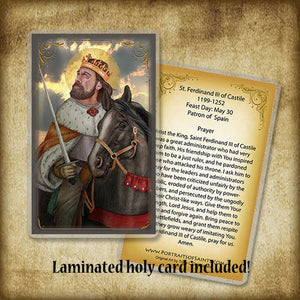 St. Ferdinand III of Castile Plaque & Holy Card Gift Set