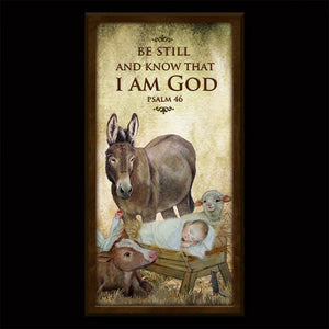 Baby Jesus and Animals Inspirational Plaque