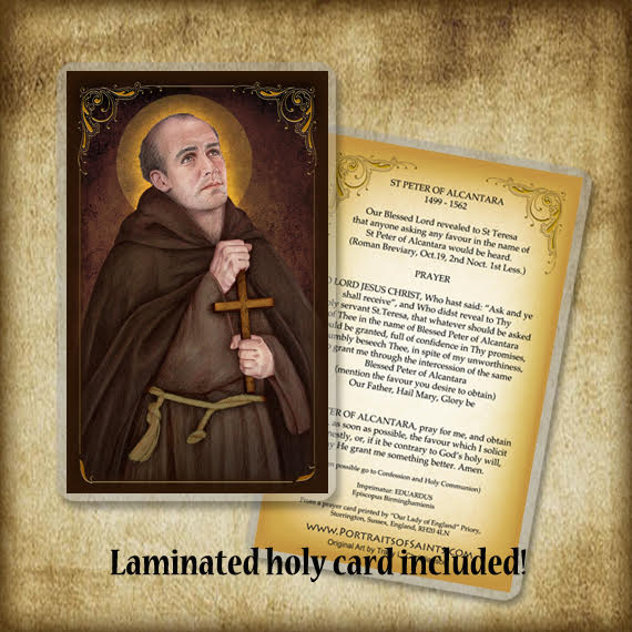 St. Peter of Alcantara Plaque & Holy Card Gift Set - Portraits of Saints
