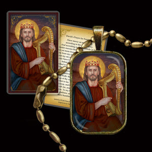 St. King David Pendant & Holy Card Gift Set