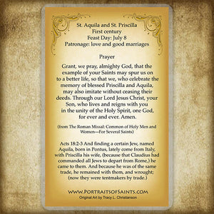 St. Aquila and St. Priscilla Holy Card