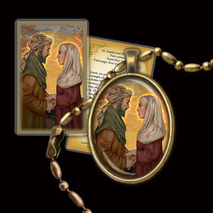 St. Aquila and St. Priscilla Pendant & Holy Card Gift Set