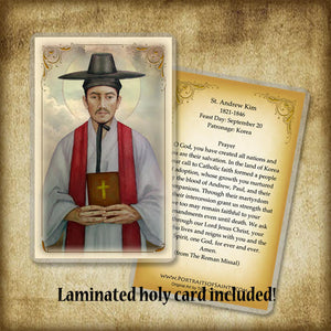 St. Andrew Kim Plaque & Holy Card Gift Set