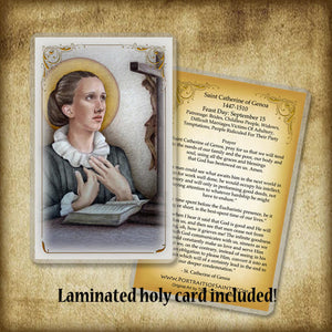 St. Catherine of Genoa Pendant & Holy Card Gift Set