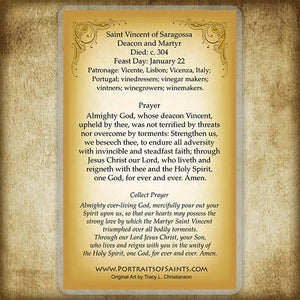 St. Vincent of Saragossa Holy Card