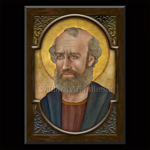 Pope St. Linus Plaque & Holy Card Gift Set - Portraits of Saints