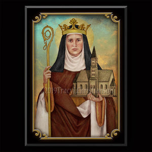 St. Hilda of Whitby Plaque & Holy Card Gift Set