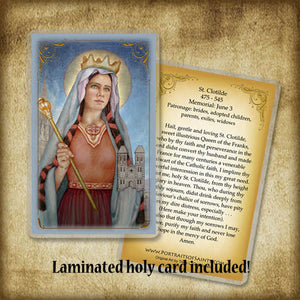 St. Clotilde Plaque & Holy Card Gift Set