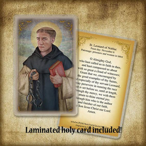 St. Leonard of Noblac Plaque & Holy Card Gift Set