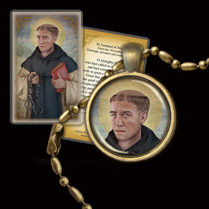 St. Leonard of Noblac Pendant & Holy Card Gift Set