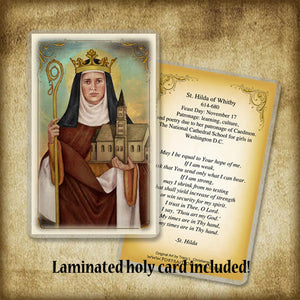 St. Hilda of Whitby Plaque & Holy Card Gift Set