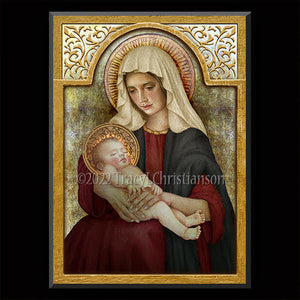 Madonna & Child (B) Plaque & Holy Card Gift Set