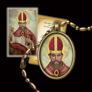Pope St. Sylvester I Pendant & Holy Card Gift Set