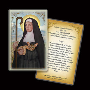 St. Gertrude of Nivelles Holy Card