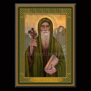 St. Finnian of Clonard Plaque & Holy Card Gift Set