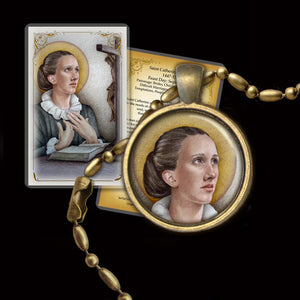 St. Catherine of Genoa Pendant & Holy Card Gift Set