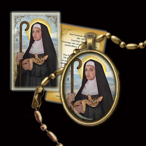 St. Gertrude of Nivelles Pendant & Holy Card Gift Set