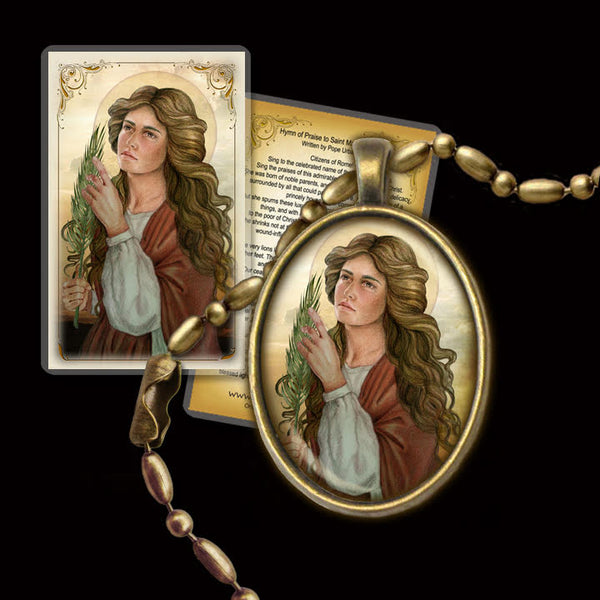St. Martina of Rome Pendant & Holy Card Gift Set - Portraits of Saints
