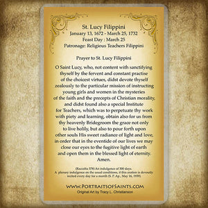 St. Lucy Filippini Holy Card