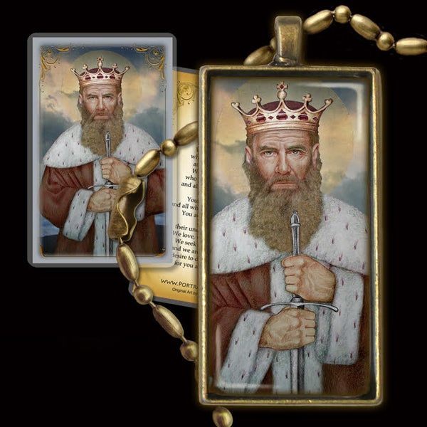 St. Alfred the Great Pendant & Holy Card Gift Set - Portraits of Saints