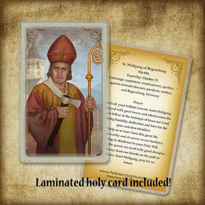 St. Wolfgang of Regensburg Plaque & Holy Card Gift Set