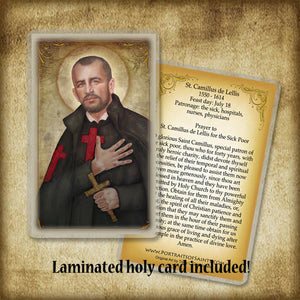 St. Camillus de Lellis Plaque & Holy Card Gift Set