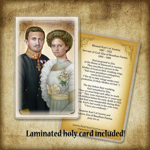 Bl. Karl of Austria and Zita of Austria Pendant & Holy Card Gift Set