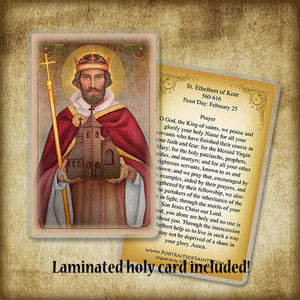 St. Ethelbert of Kent Plaque & Holy Card Gift Set