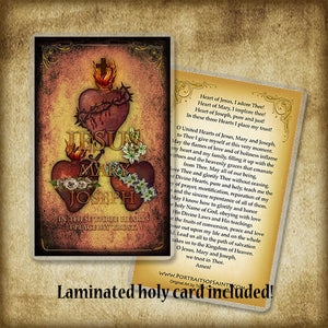 The Three Hearts Plaque & Holy Card Gift Set