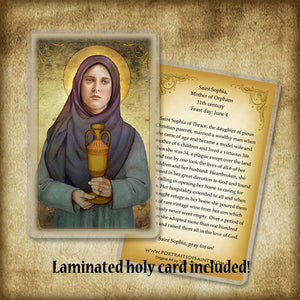 St. Sophia, Mother of Orphans Pendant & Holy Card Gift Set