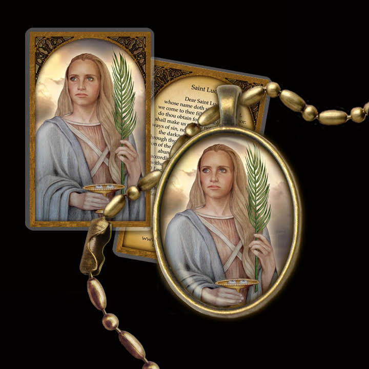 Lucy Pendant Holy Card Gift Set Portraits of Saints