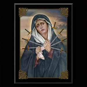 Seven Sorrows of Our Lady Plaque & Holy Card Gift Set