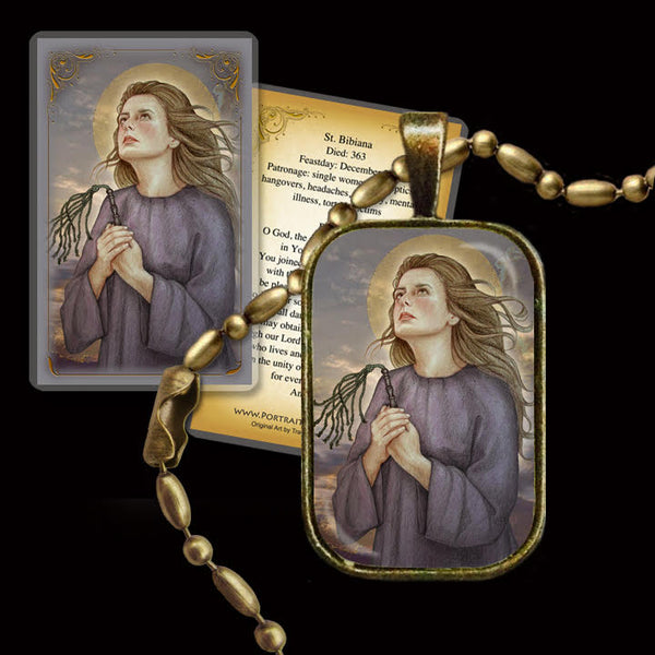 St. Bibiana Pendant & Holy Card Gift Set - Portraits of Saints