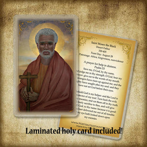 St. Moses the Black (The Ethiopian) Plaque & Holy Card Gift Set