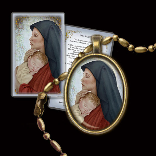 Madonna & Child (O) Pendant & Holy Card Gift Set - Portraits of Saints